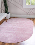 Unique Loom Trellis Frieze Geometric Area Rug 5ft x 8ft Oval - Light