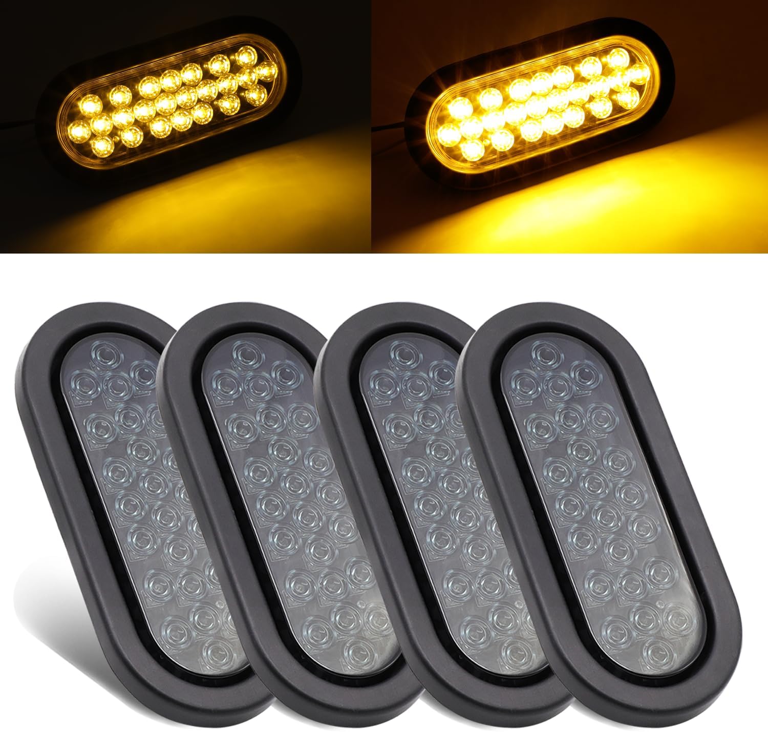 6 Inch Oval Smoked Lens Amber Tail Marker Light for Trucks