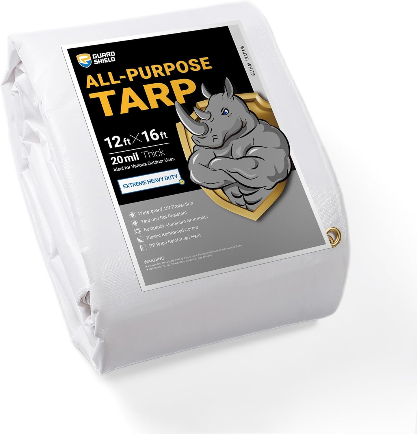 GUARD SHIELD Extreme Heavy Duty Waterproof Tarp 12x16 Feet