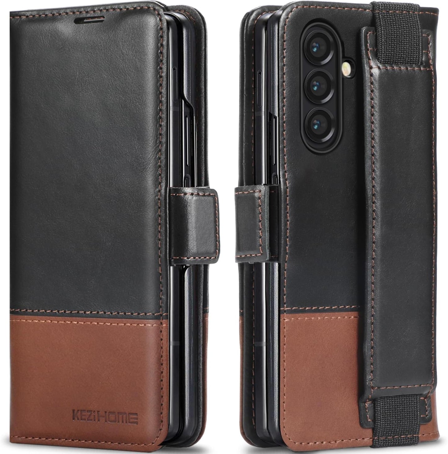 KEZiHOME Galaxy Z Fold 7 Case: Leather Wallet with Kickstand