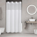 No Hook Stall Shower Curtain with Snap-in Fabric Liner - 54x80 White