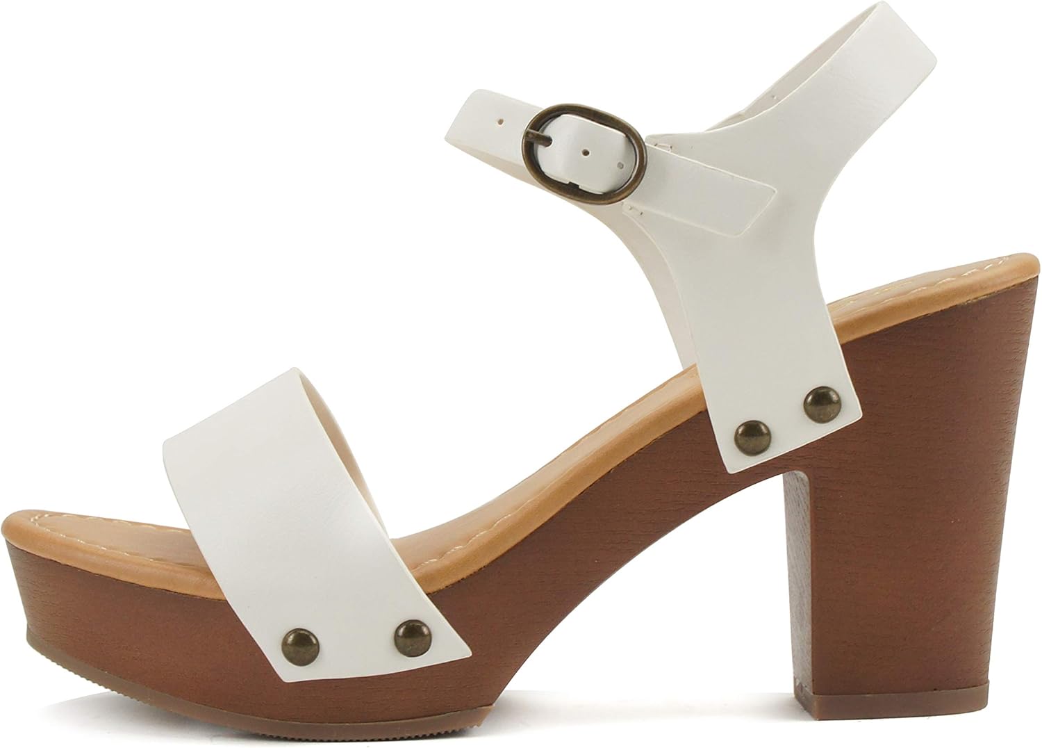 Soda Women's Bold Buckles Studded Wedge Sandal for Style