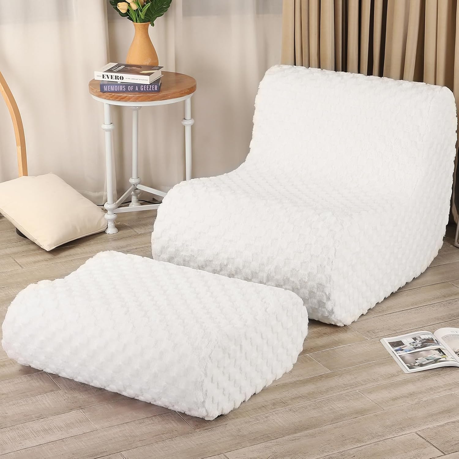 Plush Cream Bean Bag Set by LOVMOC - Cozy Comfort!