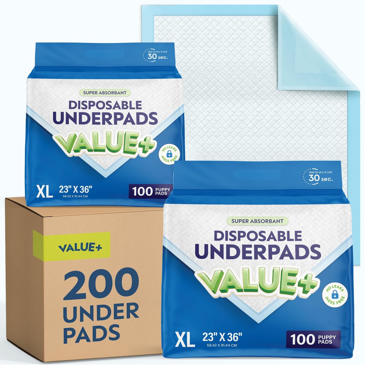 Chucks Pads Disposable 200-Pack for Incontinence and Pets