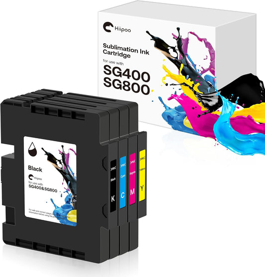 Hiipoo Sublimation Ink Cartridge 4-Pack for SG400 SG800 - Upgraded Chip