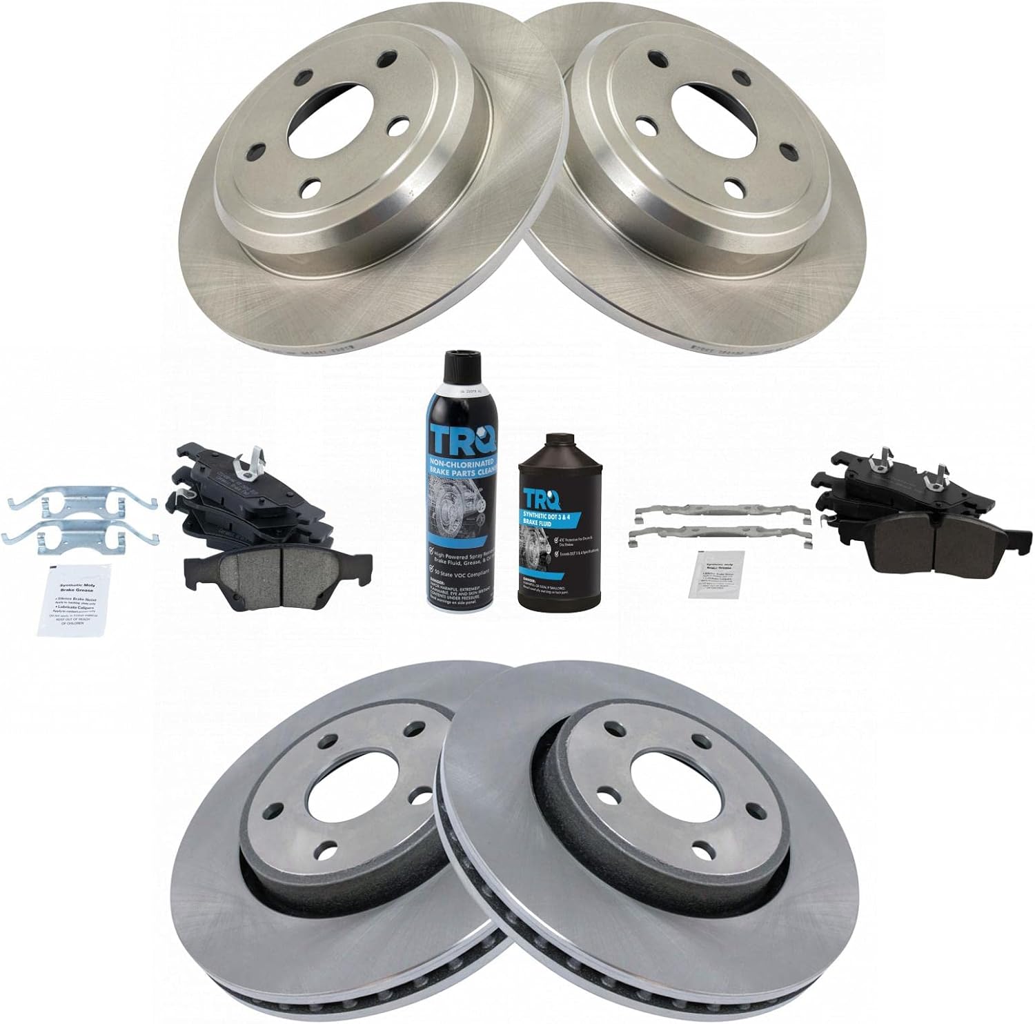 TRQ Front and Rear Brake Pad & Rotor Kit for Dodge Durango