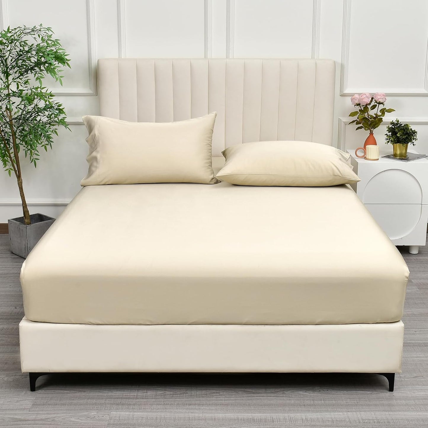 PHF 100% Rayon Bamboo Fitted Sheet King Size for Hot Sleepers