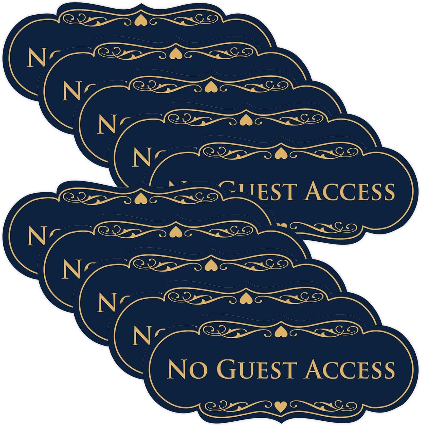 No Guest Access Wall or Door Sign - Blue/Gold - 10 Pack