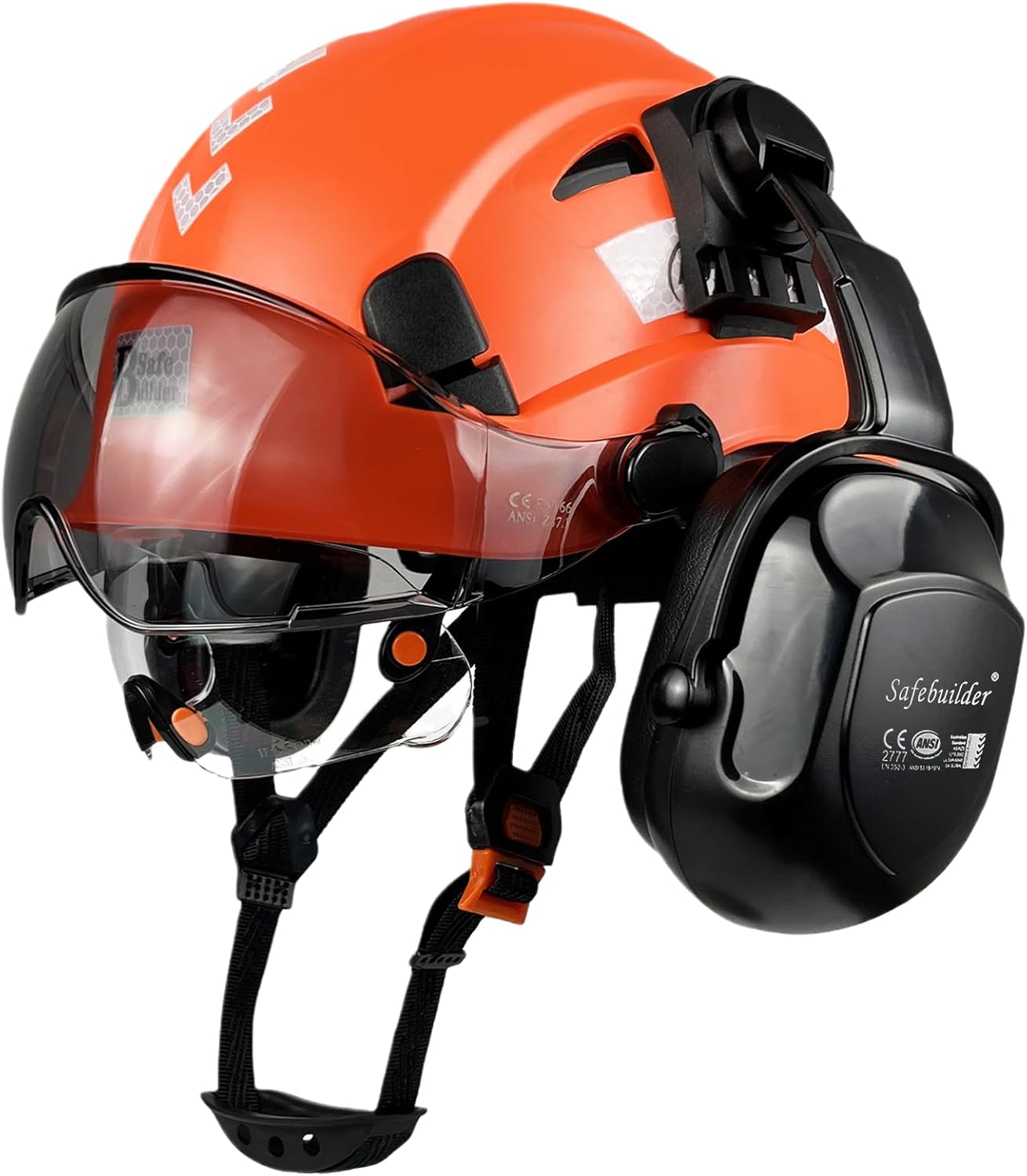 Industrial Safety Helmet with Visor and Ear Muffs for Protection