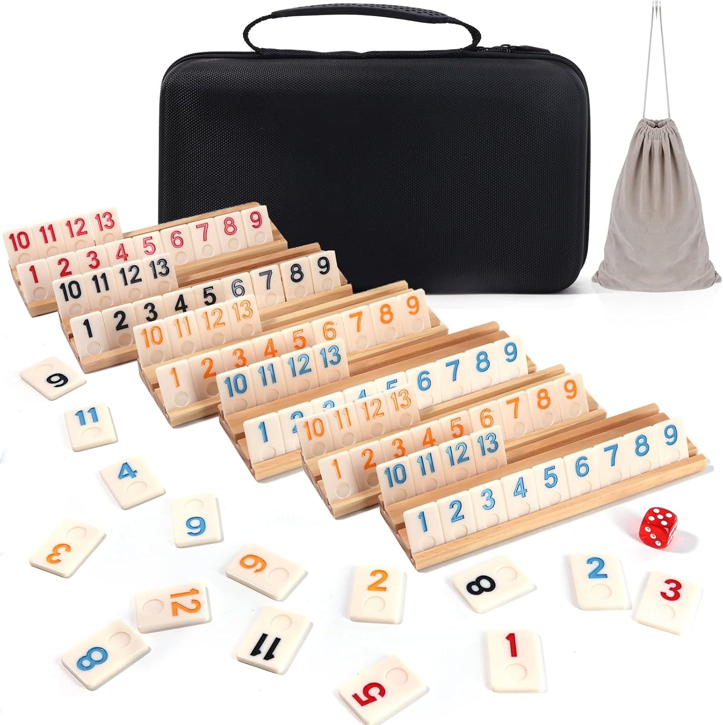 Upgraded Rummy Cube Board Game Set for 2-6 Players Fun