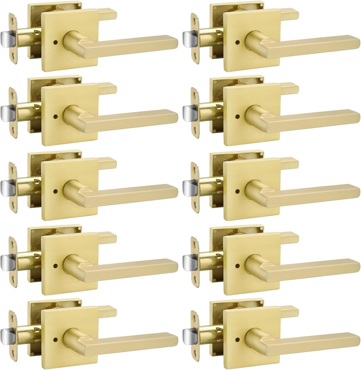 Modern Gold Door Handles for Privacy - Heavy Duty Zinc Alloy