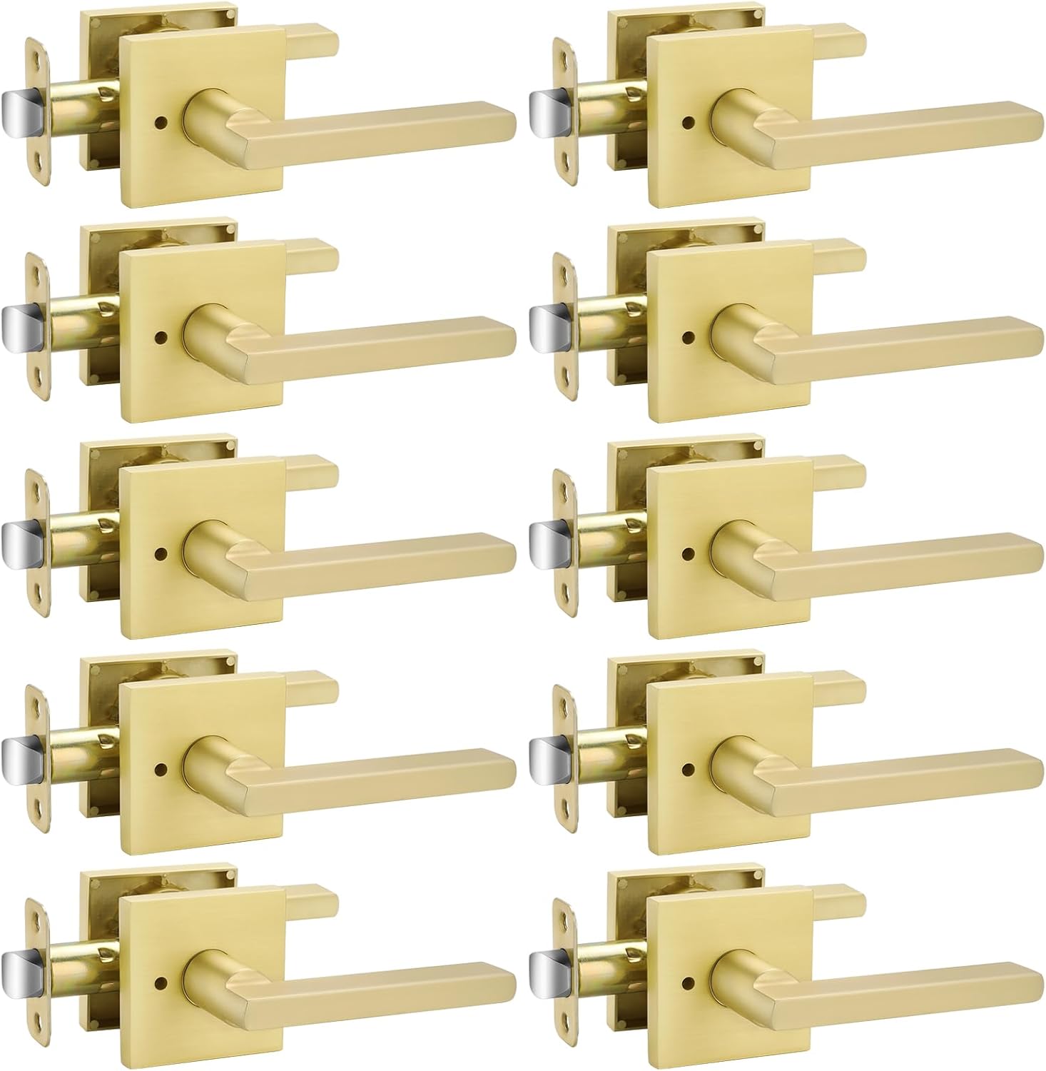 Modern Gold Door Handles for Privacy - Heavy Duty Zinc Alloy