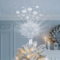 Christmas Tree Topper Snowflake Projector - 3D Glitter Snowflake Light