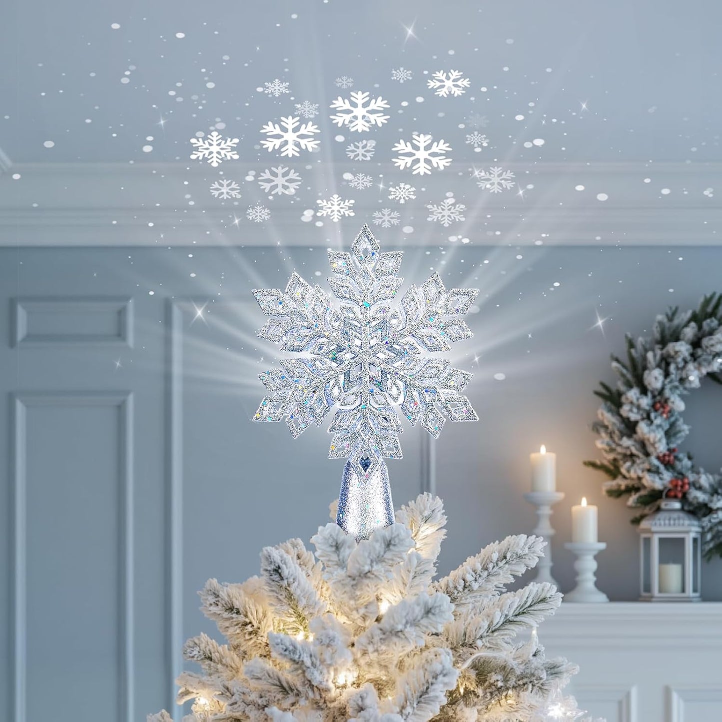 Brightown Christmas Tree Topper with 3D Glitter Projector Lights