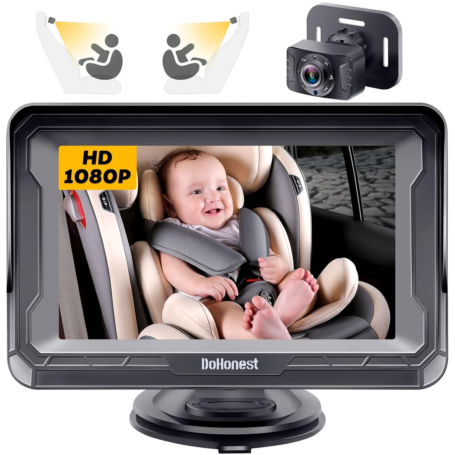HD 1080P Baby Car Camera - Night Vision, Easy Setup, Safety for Kids