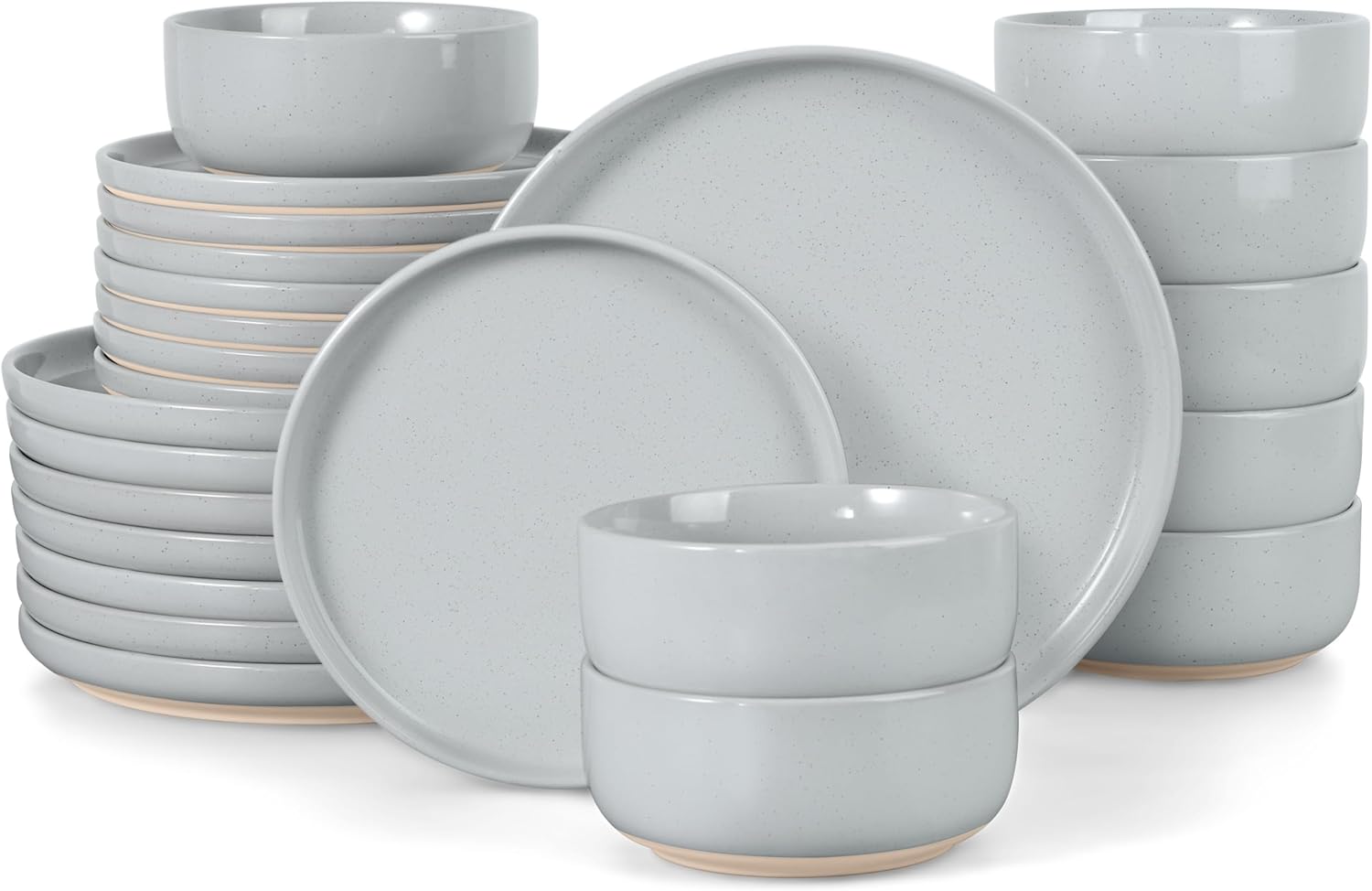 LIANYU Ceramic Dinnerware Set for 8, 24 PCS Plates and Bowls
