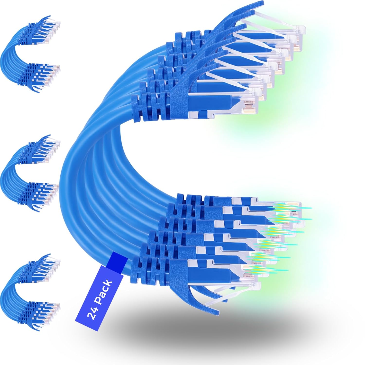 10ft Cat6 Ethernet Patch Cables, 24 Pack - High Speed 10G Connectivity