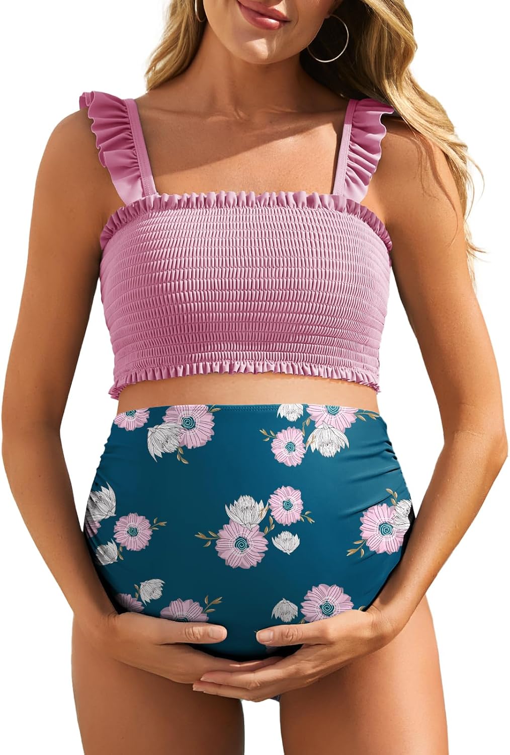Summer Mae Maternity High Waist Bikini Swimsuit for Moms