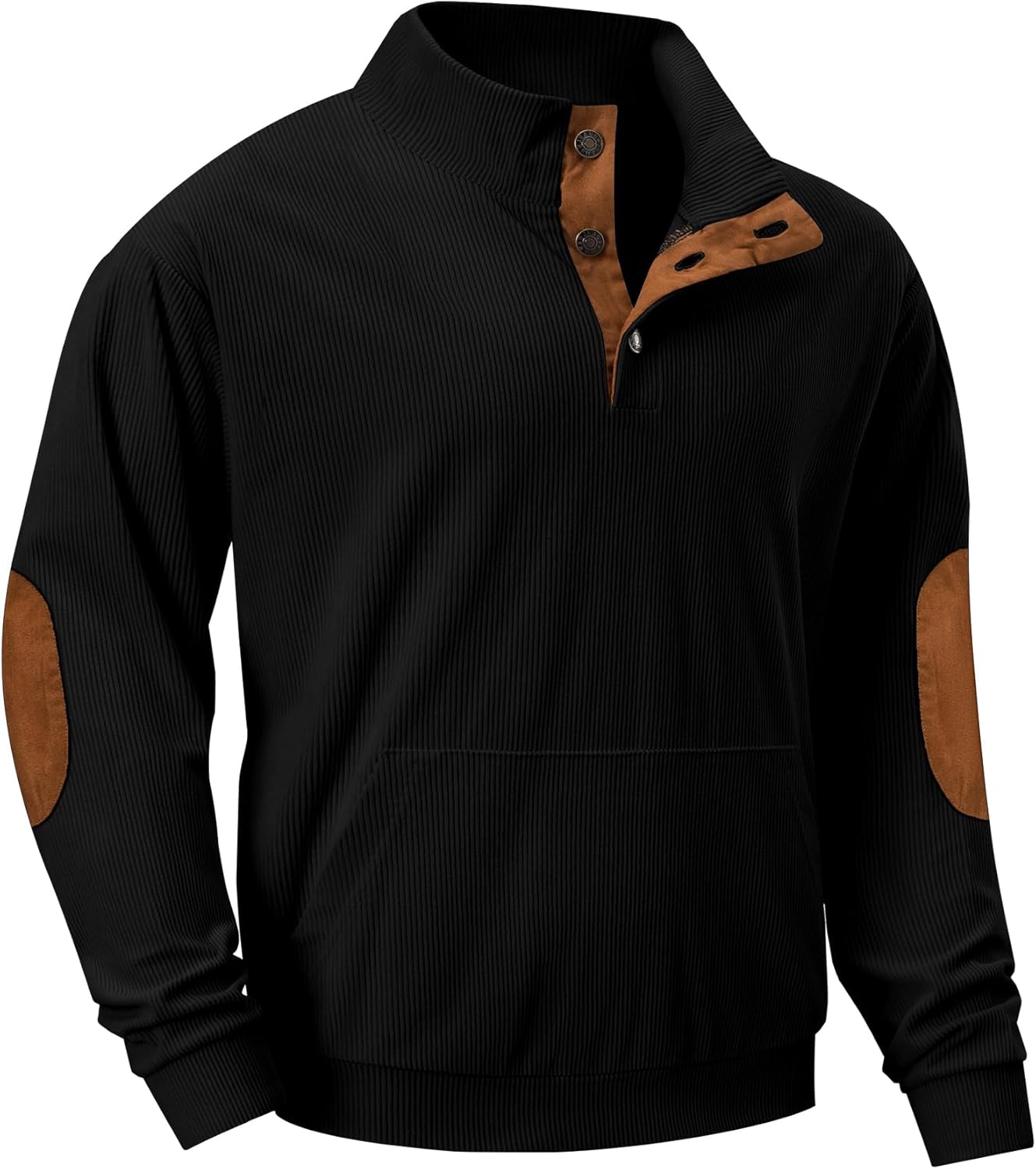 JMIERR Mens Warm Corduroy Sweatshirt with Stand Collar Design