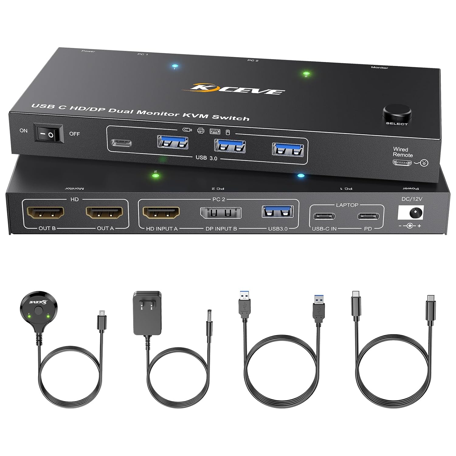 KVM Switch Dual Monitor for 2 Computers with USB C and HDMI