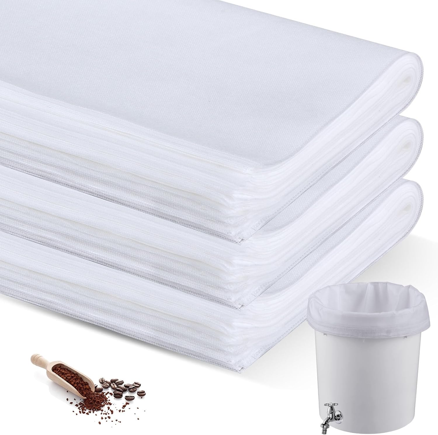 50 Pcs 20x20 Cold Brew Filter Bags for 5 Gal Systems | Drawstring Disposable Bags | Cinnvoice