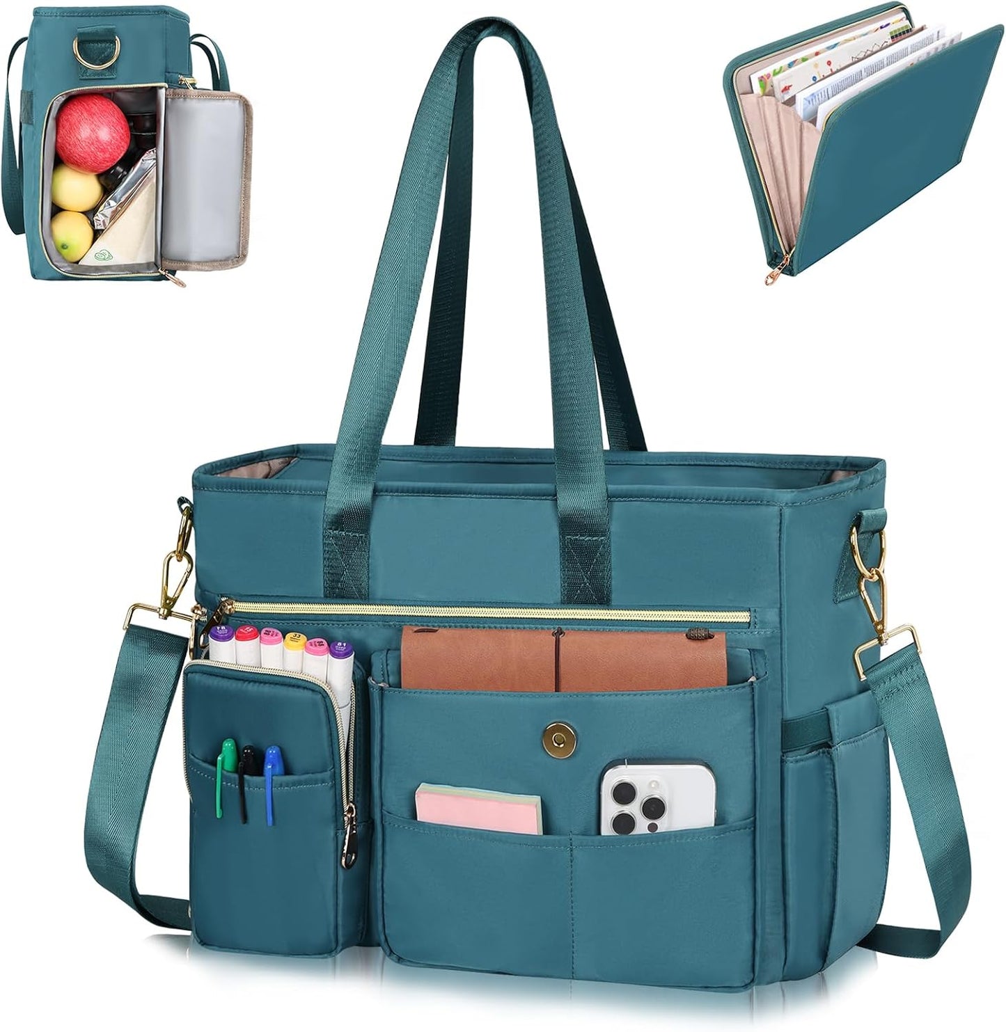 Teacher Tote Bag for Women with Insulated Pocket & File Folder