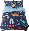 ADASMILE A & S Kids Twin Space Bedding Set 6 Piece - Reversible Rocket
