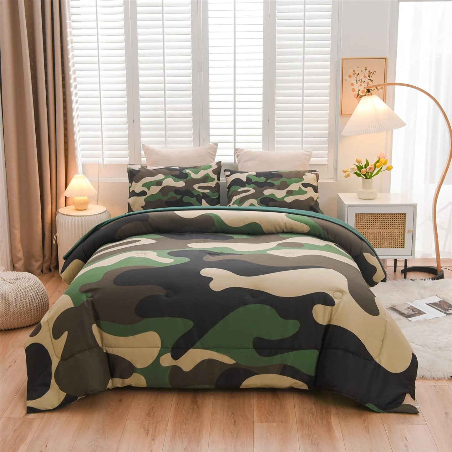 Camouflage Bedding Set for Boys Teens Adults - 5 PCS Twin Set