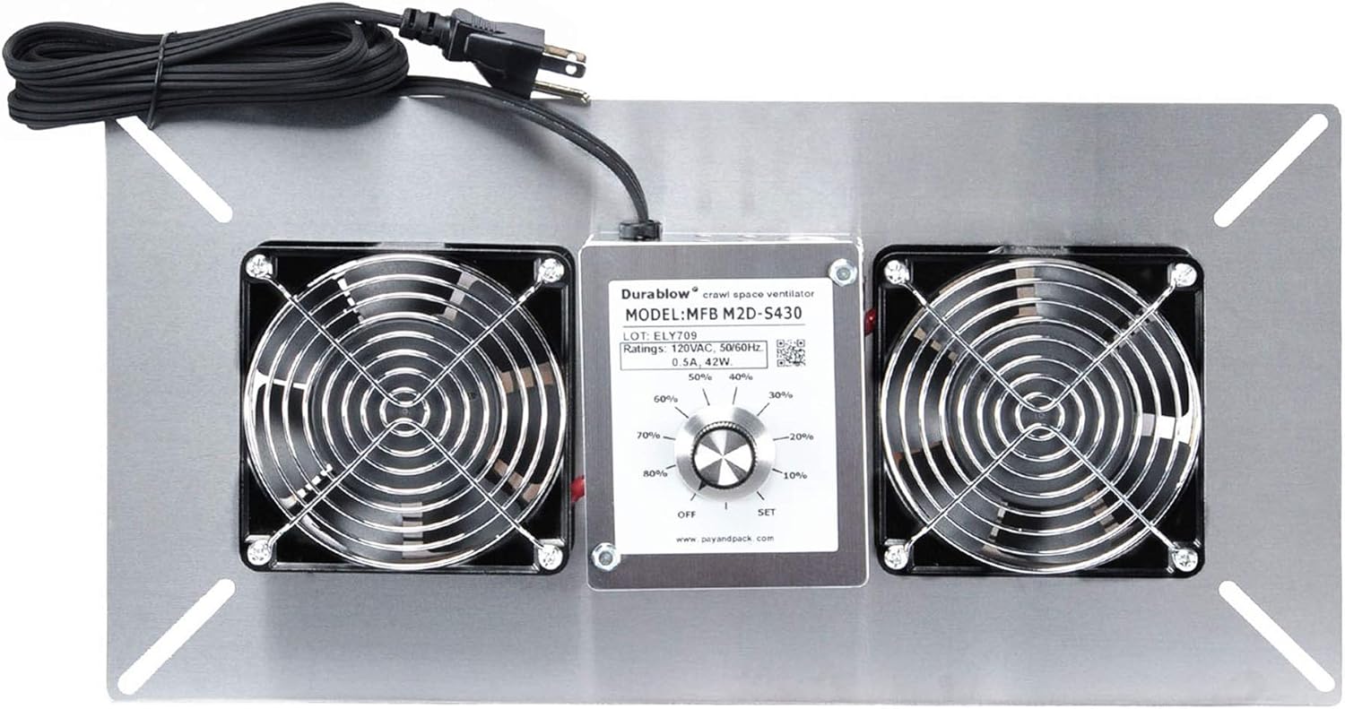 Durablow 220 CFM Air-Out Stainless Steel Crawl Space Vent Fan