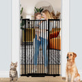 55 in Extra Tall Black Pressure Mounted Pet Gate - Walk Through