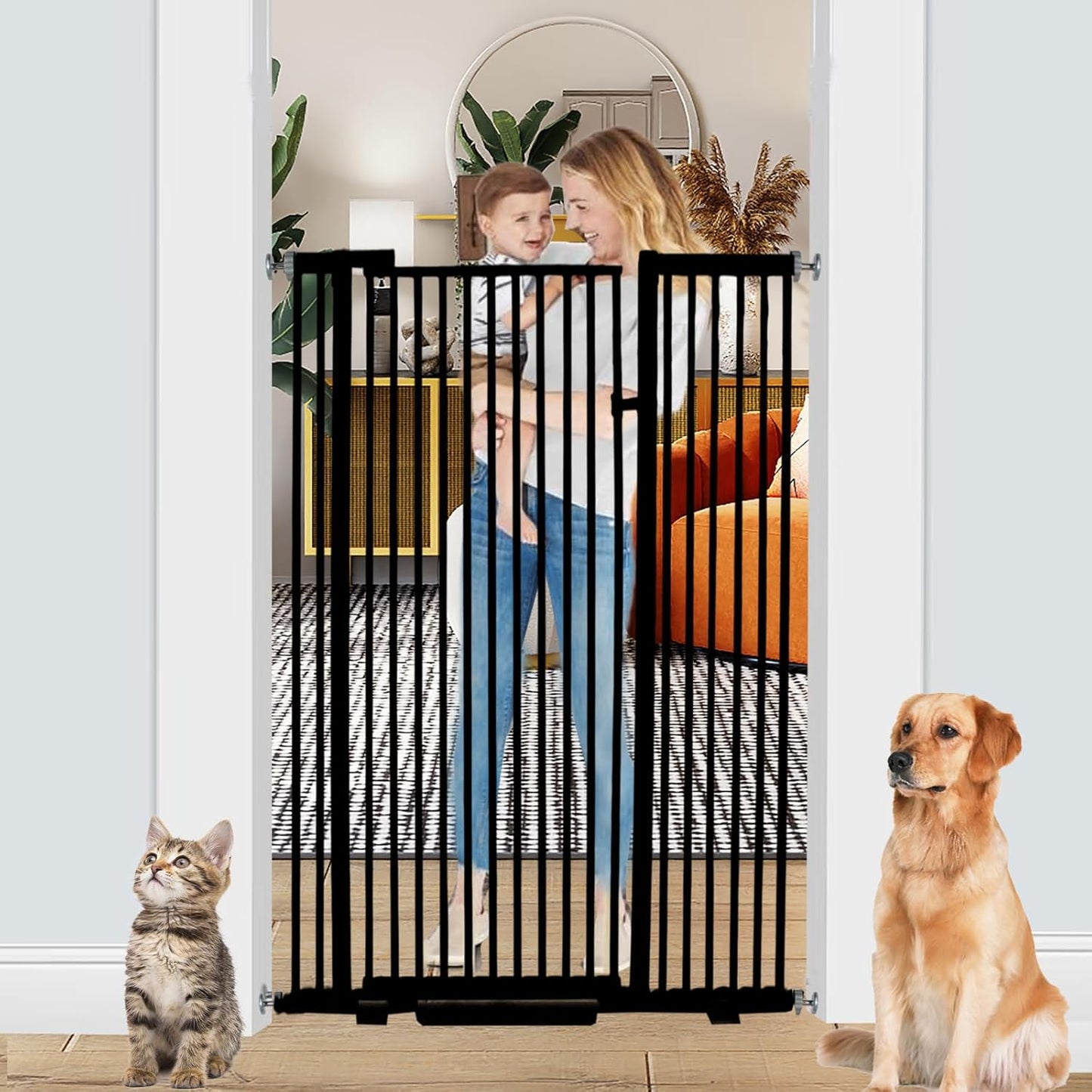 55 Inch Tall Baby Gate Auto Close Adjustable Pet Gate for Doorways