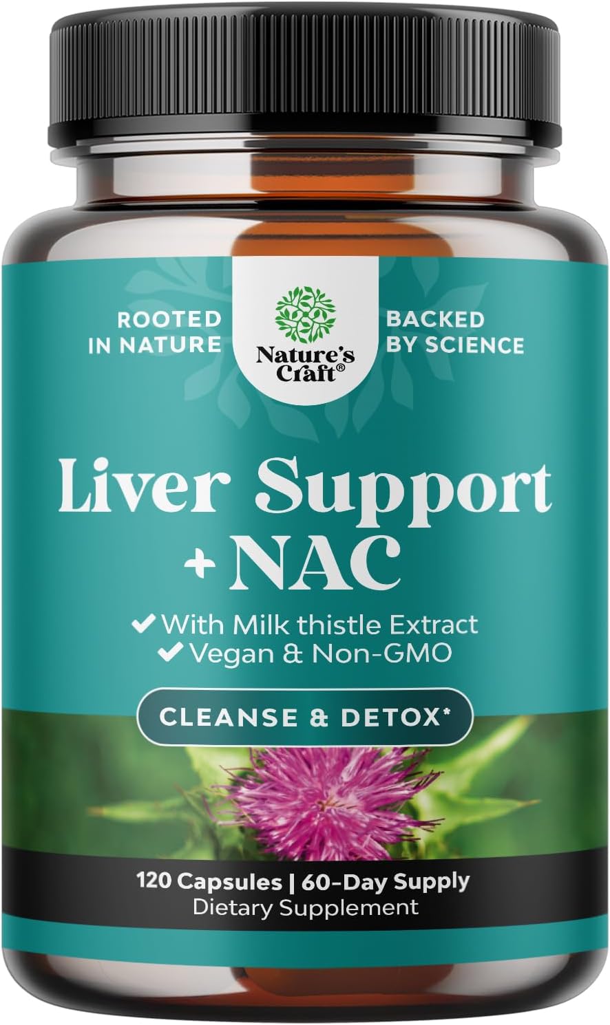 NAC Liver Support Supplement with Milk Thistle for Detox & Repair