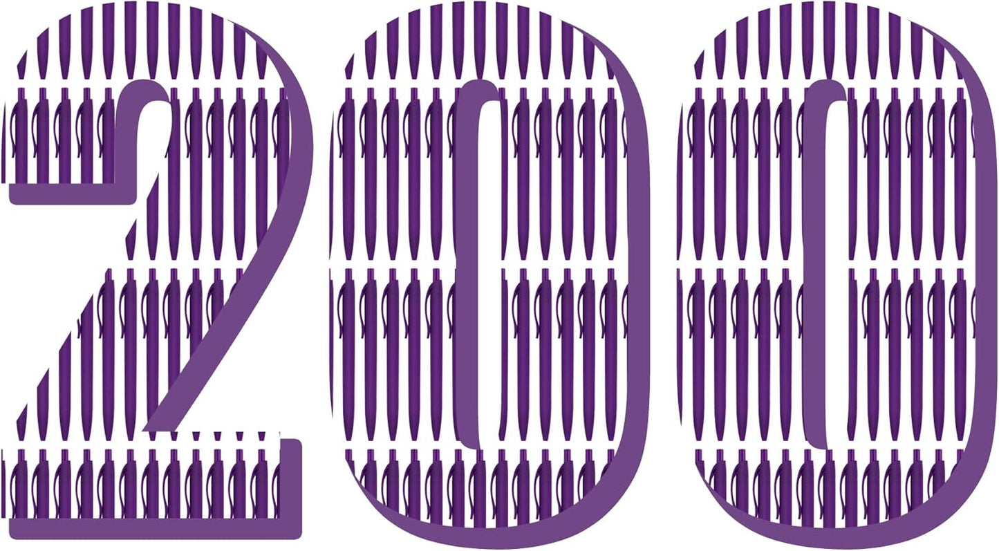 Deegtran 200 Pack No Bleed Purple Barrel Click Pens for Smooth Writing