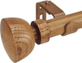Faux Wood Style Curtain Rod Set with Wood Grain Finial - Adjustable