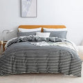 100% Cotton Striped Duvet Cover Set Cal King - Soft, Breathable