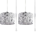 2 Pack Plug in Pendant Light with 15ft Cord - Adjustable Flower Shade