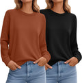 Ficerd Women's Casual Sweatshirts 2 Pack - Lightweight Cotton Crew