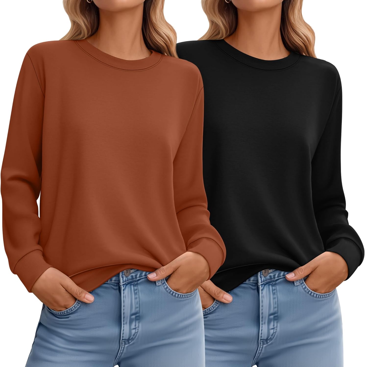 Ficerd Women's Casual Sweatshirts 2 Pack for All Seasons