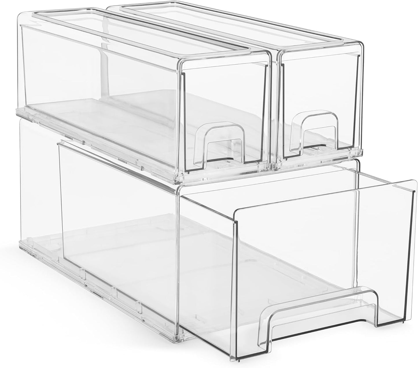Large & Small Clear Stackable Storage Drawers for Organization