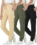 EXARUS Girls Cargo Joggers Slim Fit with Zip Pockets for Kids