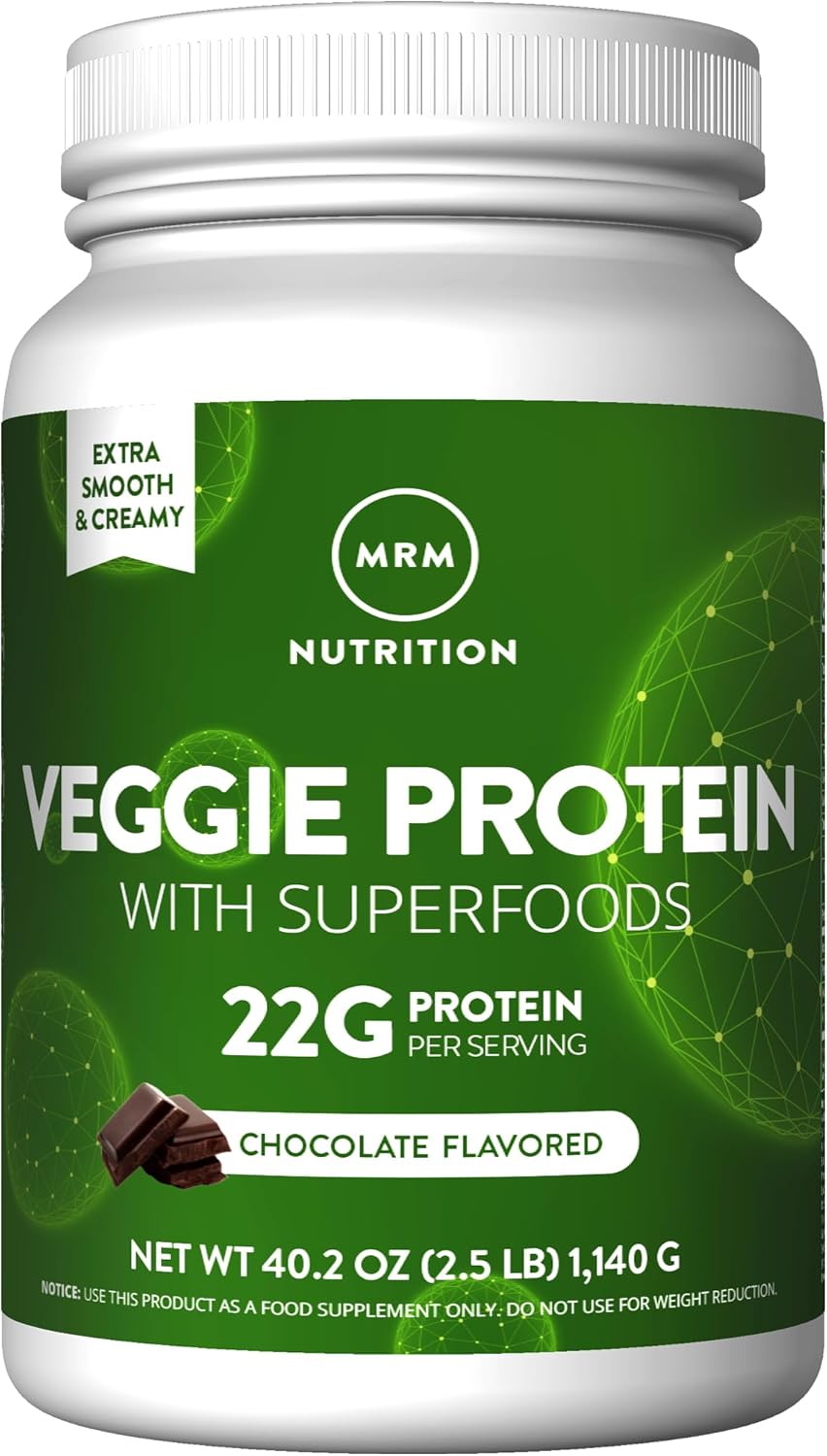 MRM Veggie Protein Powder - Vegan, Gluten-Free, Chocolate Flavor