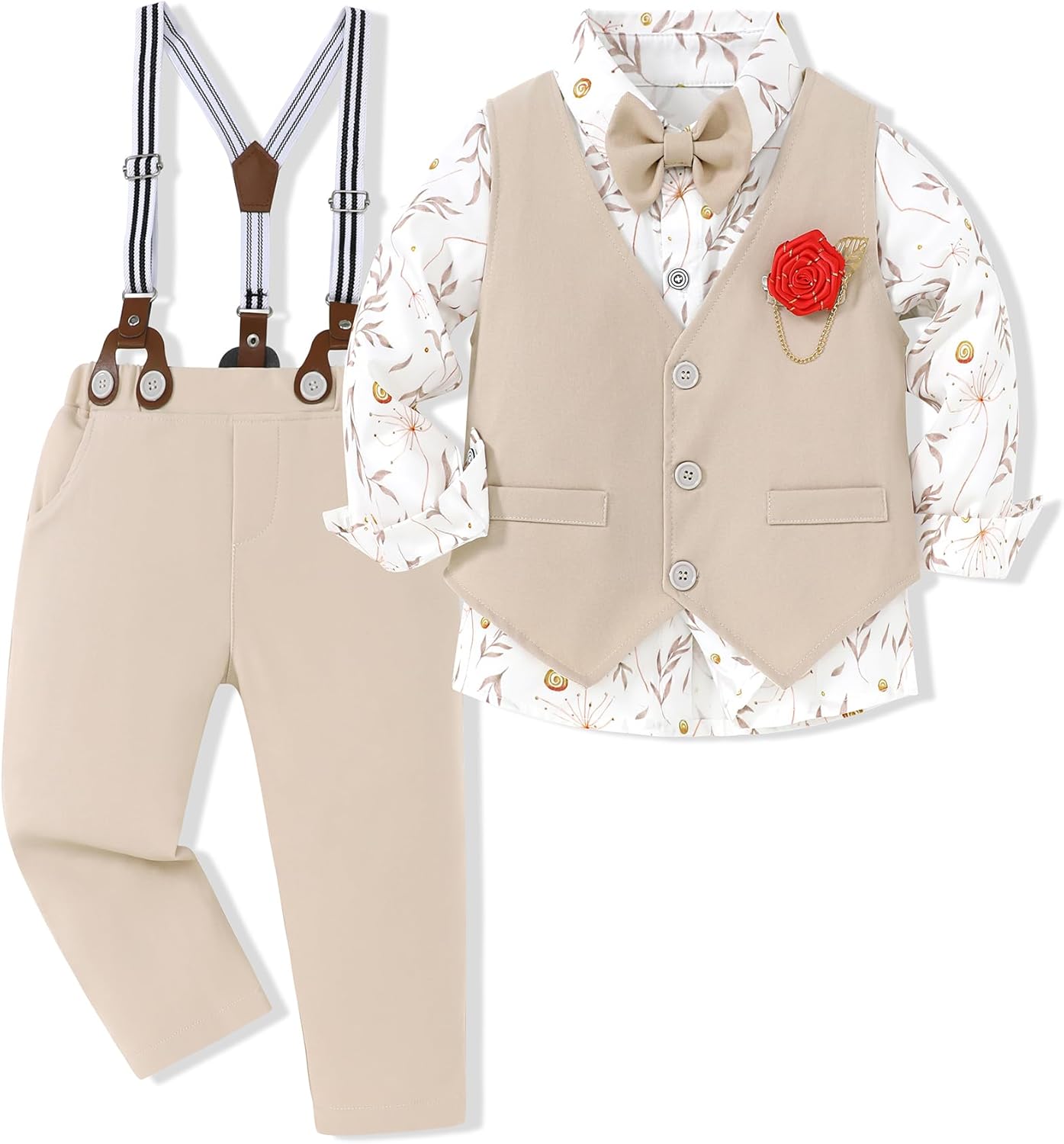 Toddler Boy Clothes Suit Set with Bowtie and Vest for Events
