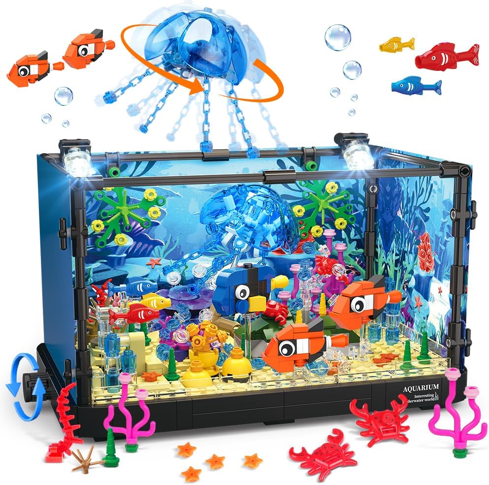 HOGOKIDS Fish Tank Building Set with LED Light for Kids