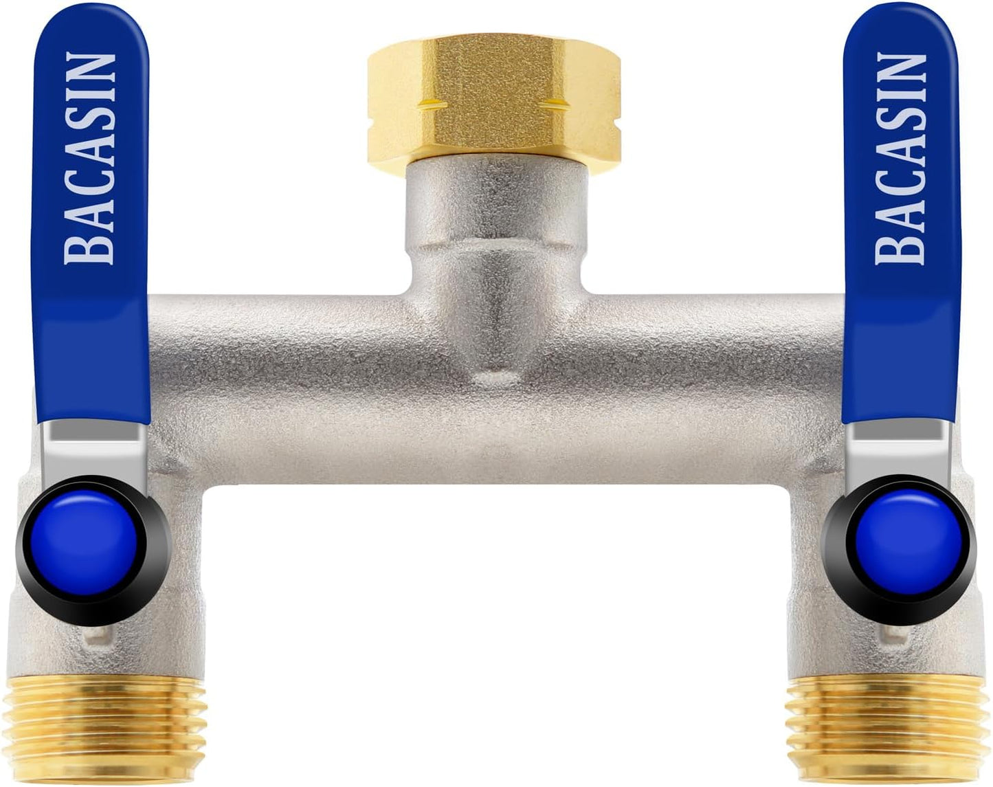 Brass Garden Hose Splitter 2-Way Heavy Duty for Efficient Watering