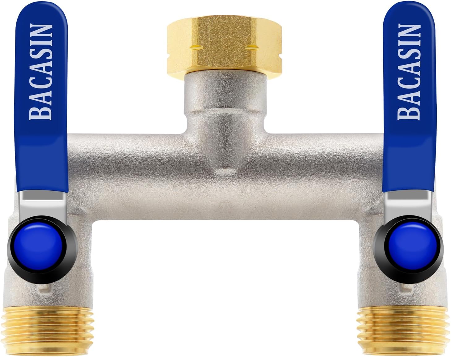 Brass Garden Hose Splitter 2-Way Heavy Duty for Efficient Watering