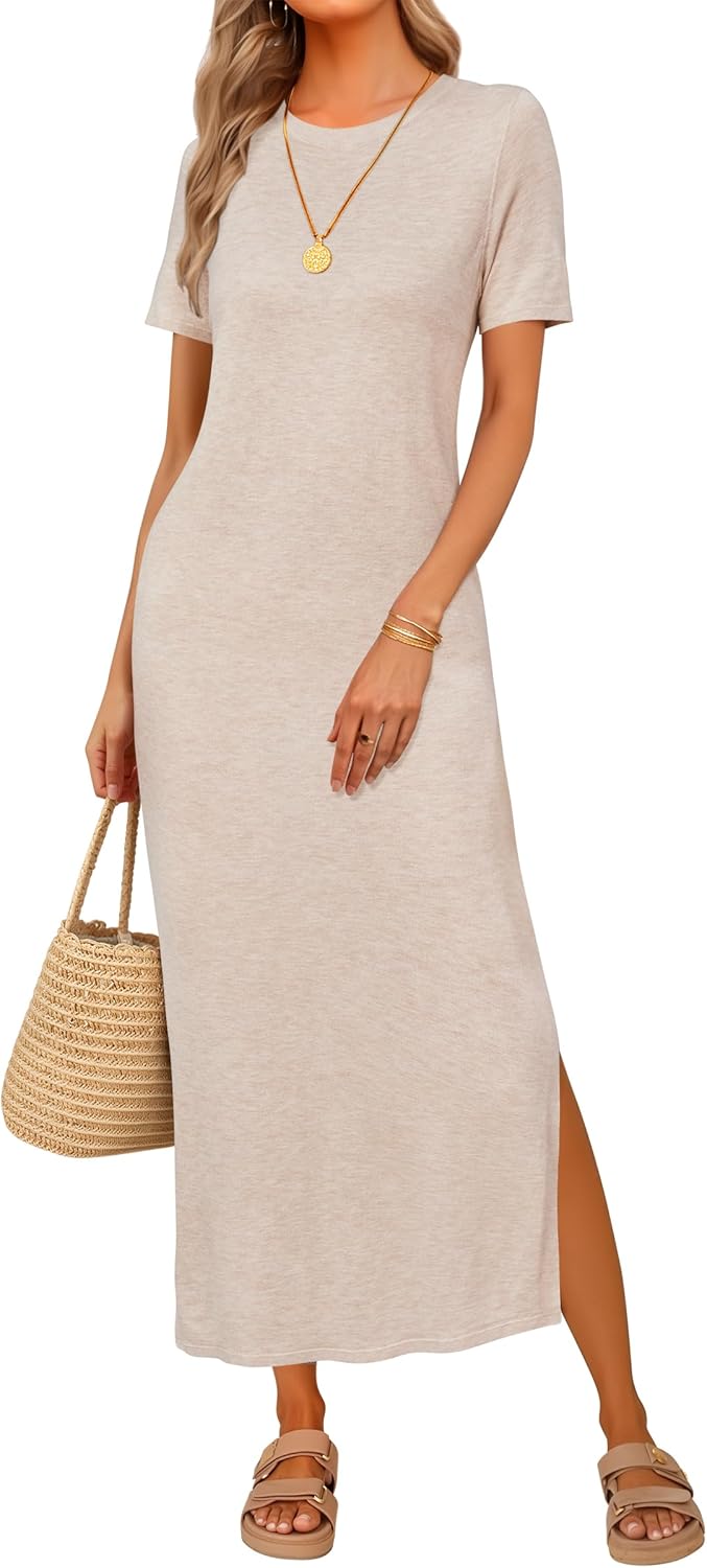 Arach&Cloz Women's Wool Blend Lightweight Maxi Dress for Fall