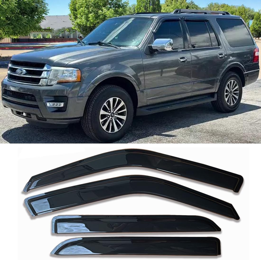 Tape on Car Side Window Visors for 97-17 Ford Expedition