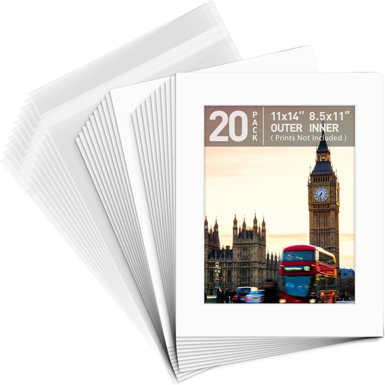 Pre-Cut 11x14 White Picture Mat Kit for 8.5x11 Photos