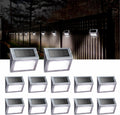 Solar Powered Deck Step Lights 12 Pack - Glare-Free White Accent