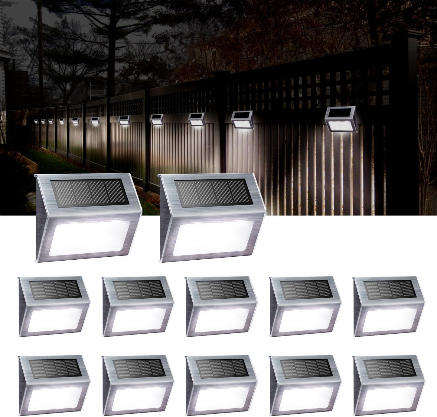 XLUX Solar Powered Lights for Deck Steps and Pathways 12 Pack